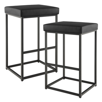 Costway Set of 2 Bar Stools Dining Counter Height Chair Modern Upholstered Pub Stools