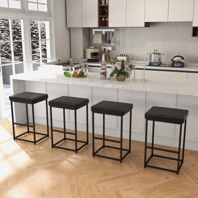 Costway Set of 2 Bar Stools Dining Counter Height Chair Modern Upholstered Pub Stools