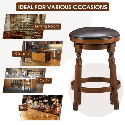 Costway Set of 2 Bar Stools Kitchen Counter Height Pub Chair 360 Swivel ...