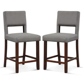 Costway Set of 2 Bar Stools Linen Counter Height Chair Upholstered Kitchen Island Stool