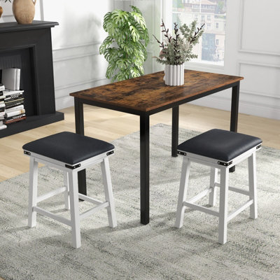 COSTWAY Set of 2 Bar Stools PU Leather Padded Backless Counter Height ...