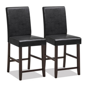 Costway Set of 2 Bar Stools PU Upholstered Bar Counter Height Chair Kitchen Dining Chair