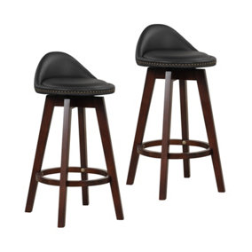 Costway Set of 2 Bar Stools PVC Leather Counter Height Chair 360 Swivel Padded Seat