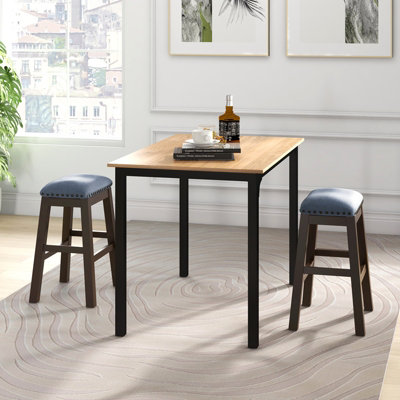 Costway Set of 2 Bar Stools Saddle Padded Seat Stool 62cm Counter ...
