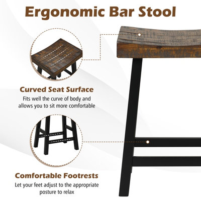 Costway Set of 2 Bar Stools Saddle Seat Stool Counter Height Stools ...