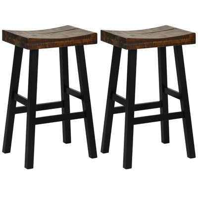 Costway Set of 2 Bar Stools Saddle Seat Stool Counter Height Stools ...
