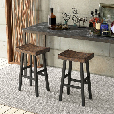 Costway Set of 2 Bar Stools Saddle Seat Stool Counter Height Stools ...