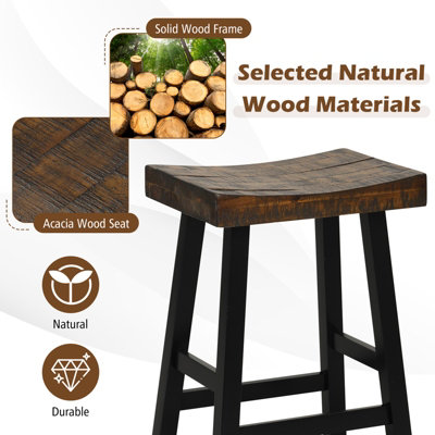 Costway Set of 2 Bar Stools Saddle Seat Stool Counter Height Stools ...