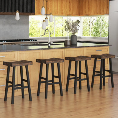 Costway Set of 2 Bar Stools Saddle Seat Stool Counter Height Stools ...