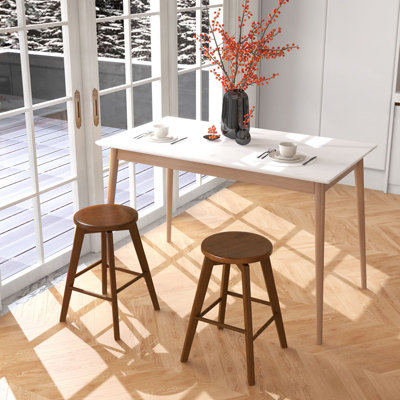 Costway Set of 2 Bar Stools Wood Counter Height Chair 360 Swivel ...