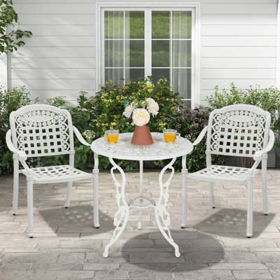 Costway Set of 2 Cast Aluminum Outdoor Patio Chairs Stackable Dining Chairs w/Armrests - 8