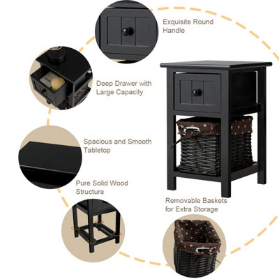 Costway Set of 2 Chest of Drawers Side Table Beside Table Nightstand w ...