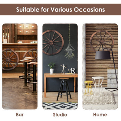 Costway Set of 2 Decorative Wooden Wheels Decorative Wall Fir Wood ...