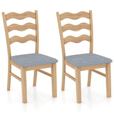 Costway Set of 2 Dining Chairs Armless Upholstered Rustic Kitchen Side Chair