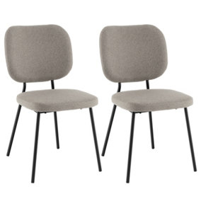Costway Set of 2 Dining Chairs Padded Kitchen Linen Chair Armless Side Chair w/ Curved Back Grey