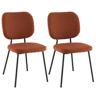 Costway Set of 2 Dining Chairs Padded Kitchen Linen Chair Armless Side Chair w/ Curved Back Orange