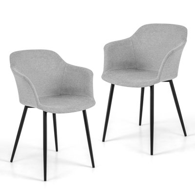 Costway Set of 2 Dining Chairs Upholstered Armless Accent Chair With
