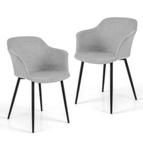 Costway Set of 2 Dining Chairs Upholstered Armless Accent Chair With Ergonomic Backrest