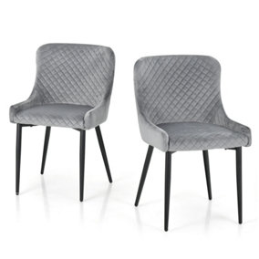 Costway Set of 2 Dining Chairs Upholstered Kitchen Sidechair Armless Velvet Accent Chair