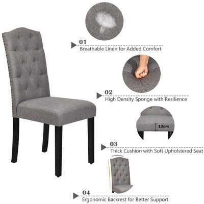 Costway Set of 2 Dining Chairs w/ Ergonomic High Backrest Upholstered ...
