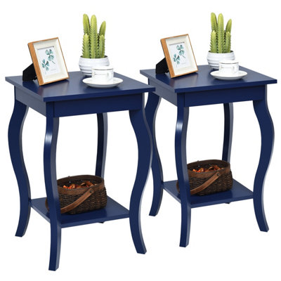 COSTWAY Set of 2 End Table Bedside Table with Open Storage Shelf