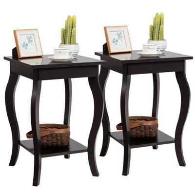 Katyglory 7-Shaped End Table – 2-Tier Nightstand With Storage, 16.54"D X 17.72"W X 20.47"H, Black (Set Of 2)