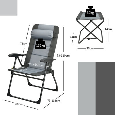 Costway Set of 2 Folding Camping Chairs & Ottoman 7-Position Adjustable Recliner Chair