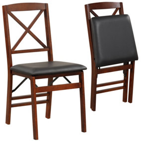 Costway Set of 2 Folding Chair Padded Kitchen Dining Seat Portable Upholstered High Back