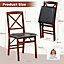 Costway Set of 2 Folding Chair Padded Kitchen Dining Seat Portable Upholstered High Back