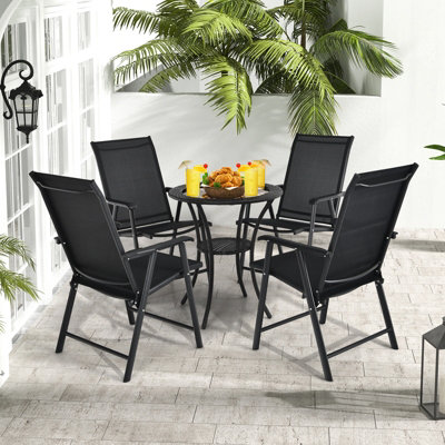 Costway Set of 2 Folding Chairs Outdoor Dining Garden Chairs Armchair with Armrests - 4
