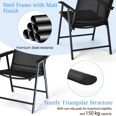 Costway Set of 2 Folding Chairs Outdoor Dining Garden Chairs Armchair with Armrests - 6
