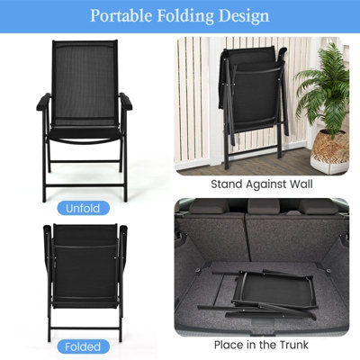 Costway Set of 2 Folding Chairs Outdoor Dining Garden Chairs Armchair with Armrests - 7