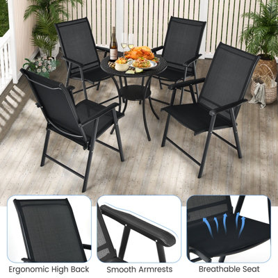 Costway Set of 2 Folding Chairs Outdoor Dining Garden Chairs Armchair with Armrests - 8