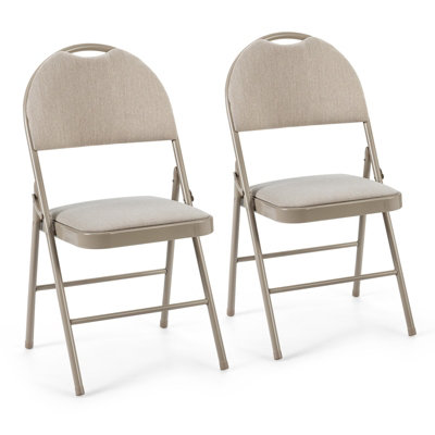 Costway Set of 2 Folding Fabric Chair Padded Kitchen Dining Seat Portable Guest Chair