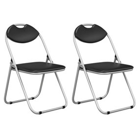 Costway Set of 2 Folding Metal Chair Padded Kitchen Dining Seat U-shaped Guest Chair