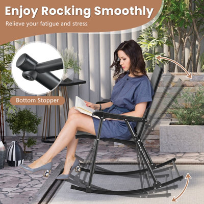 Costway Set of 2 Folding Rocking Chair Outdoor Patio Rocker Relaxing Armchair Lounger - 3