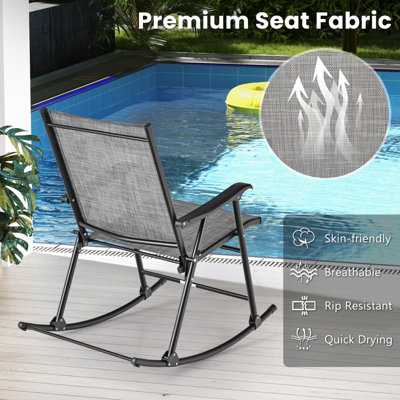 Costway Set of 2 Folding Rocking Chair Outdoor Patio Rocker Relaxing Armchair Lounger - 4