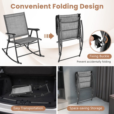 Costway Set of 2 Folding Rocking Chair Outdoor Patio Rocker Relaxing Armchair Lounger - 5