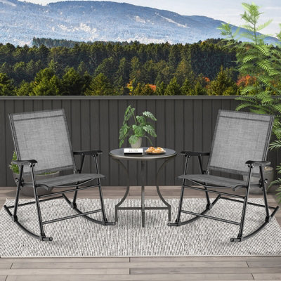 Costway Set of 2 Folding Rocking Chair Outdoor Patio Rocker Relaxing Armchair Lounger - 7