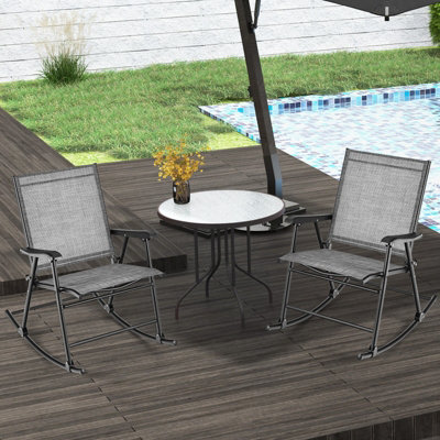 Costway Set of 2 Folding Rocking Chair Outdoor Patio Rocker Relaxing Armchair Lounger - 8