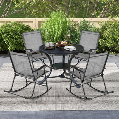 Costway Set of 2 Folding Rocking Chair Outdoor Patio Rocker Relaxing Armchair Lounger - 9