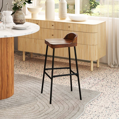 Costway Set of 2 Industrial Bar Stools Tall Kitchen Stools Breakfast High Chair Low Back