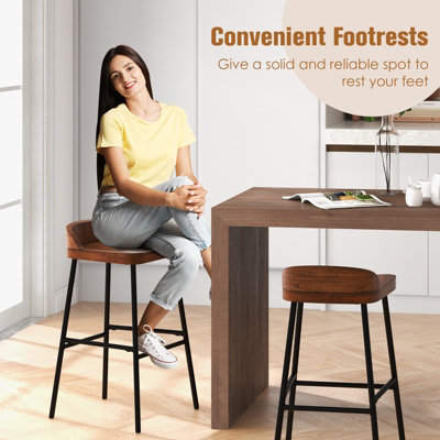 Costway Set of 2 Industrial Bar Stools Tall Kitchen Stools