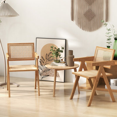 Costway Set of Kitchen Dining Chair Set Modern Rattan Accent