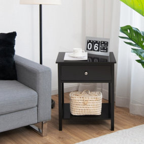 Costway Set of 2 Nightstand 2-Tier Modern Sofa Side Table Bedroom End Table w/ Drawer
