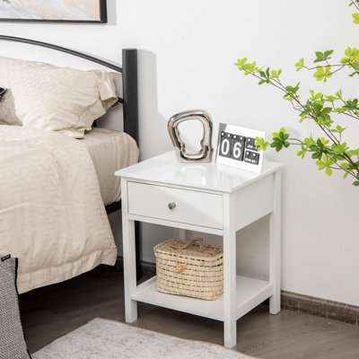 Costway Set of 2 Nightstand 2-Tier Modern Sofa Side Table Bedroom End Table w/ Drawer