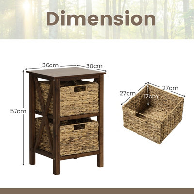 Costway Set of 2 Nightstand 2-Tier Sofa Side Table X-Shaped 2-Drawer End Table