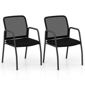 COSTWAY Set of 2 Office Guest Chairs Waiting Room Mesh Chairs w/ Cushioned Seat