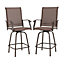 Costway Set of 2 Outdoor Bar Stools 360 Swivel Counter Height Patio Chair W/ High Back & Curved Armrest