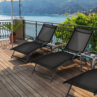 Costway Set of 2 Outdoor Chaise Lounge Chairs 5-Position Adjustable Recliners Sun Lounge